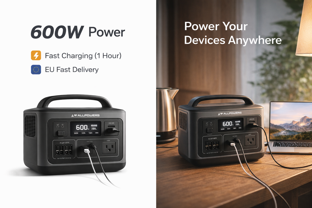 ALLPOWERS R600 Portable Power Station 299Wh LiFePO4 – 600W (1200W Surge) | Fast EU Delivery
