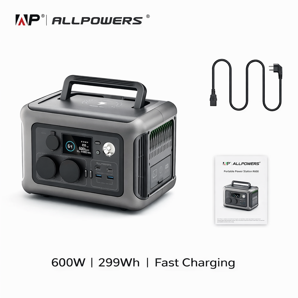 ALLPOWERS R600 Portable Power Station 299Wh LiFePO4 – 600W (1200W Surge) | Fast EU Delivery